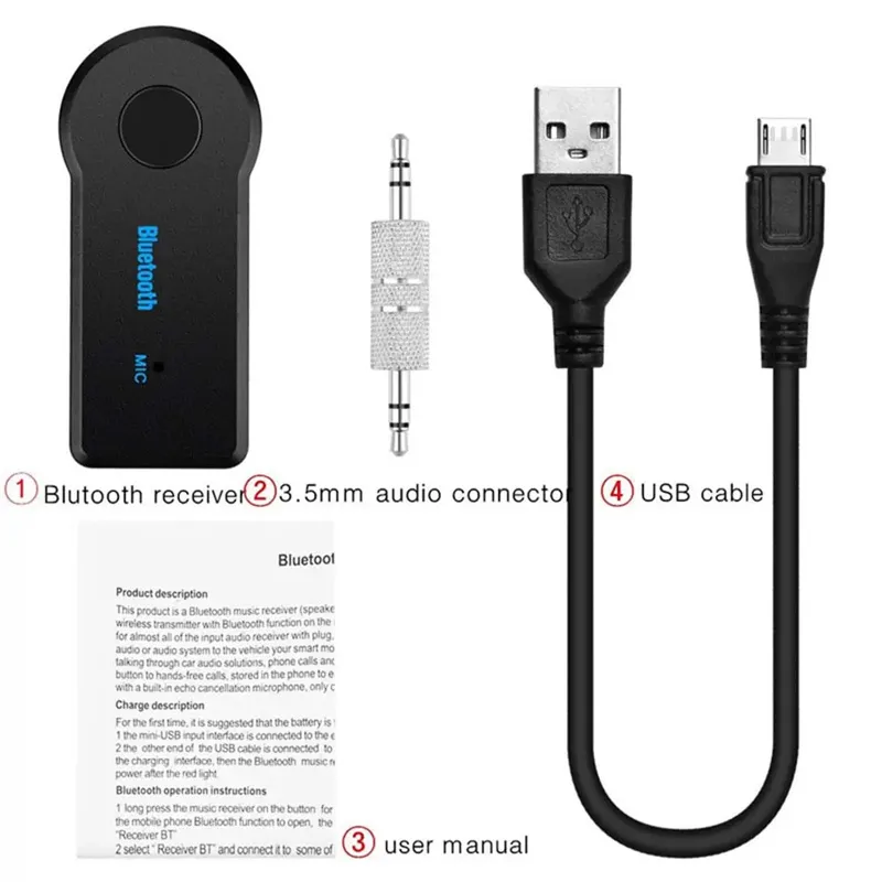 Universal 3.5mm Bluetooth Car Kit A2DP Wireless FM Transmitter AUX Audio Music Receiver Adapter Handsfree with Mic For Phone MP3 Retail Package