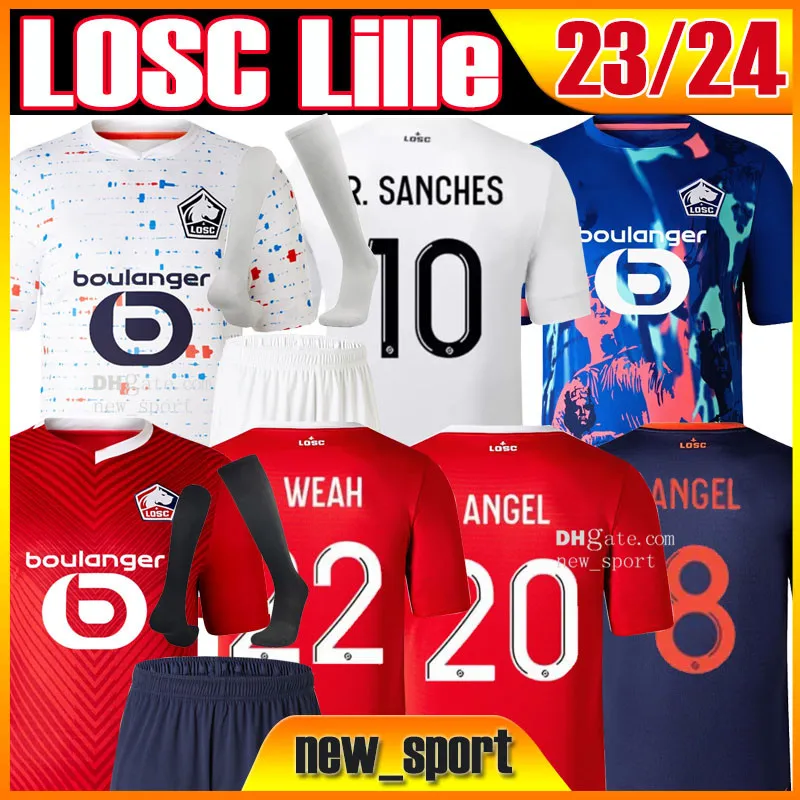 23 24 Losc Lille Soccer Jerseys Ben Arfa David Fonte Burak Bamba Yazici Olympique Trophy T.Weah L.araujo R.Sanches 2023 2024 Men Kids Kit Full Set Maillots Football