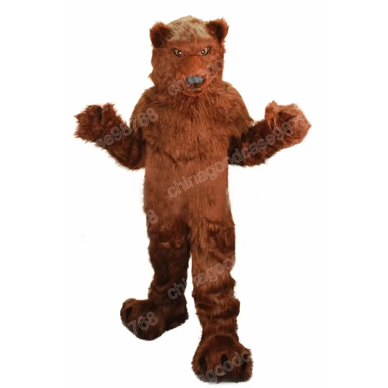 Disfraz de mascota de oso grizzly de rendimiento, vestido de fiesta elegante de Halloween de alta calidad, traje de personaje de dibujos animados, traje de carnaval, traje unisex