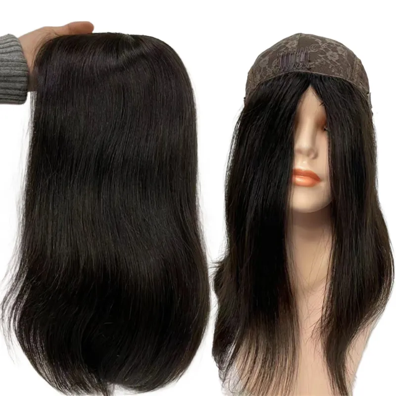 Hot Sale Jewish Wigs 100% European Human Hair 4x4 Silk Top Full Handtied Straight Kosher Jewish Wig Black Color for Woman