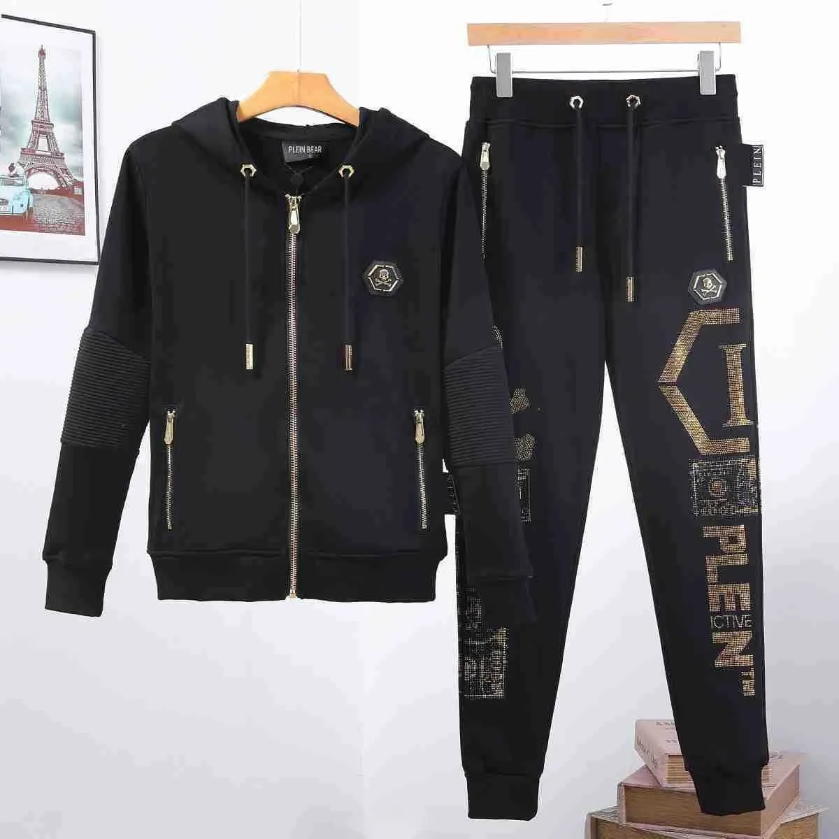 PLEIN BEAR Hommes HOODIE JACKET PANTALON CRYSTAL SKULL Survêtement Hommes Sweats À Capuche Survêtements Occasionnels Jogger Vestes Pantalons Ensembles Costume De Sport