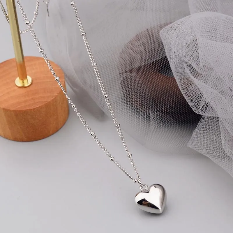 Hängen 925 Sterling Silver Heart Chain Choker Halsband för kvinnor Män Wide Fine Jewelry Wedding Party Birthday Present