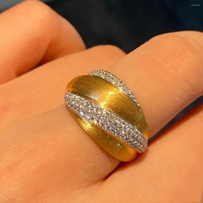 Cluster ringen 14K gouden diamanten open ring fijn snijwerk en draadtrekken proces trouwringen Bizuteria edelsteen doos