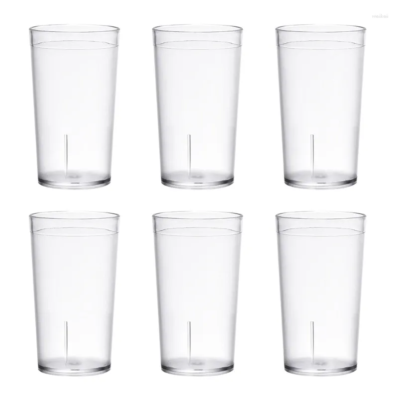 Kubki 6pcs plastikowe kubki picie okulary Niezbreśbowane kubki na wodę Shatterproof Juice Cup szklane oprogramowanie na imprezę na imprezę