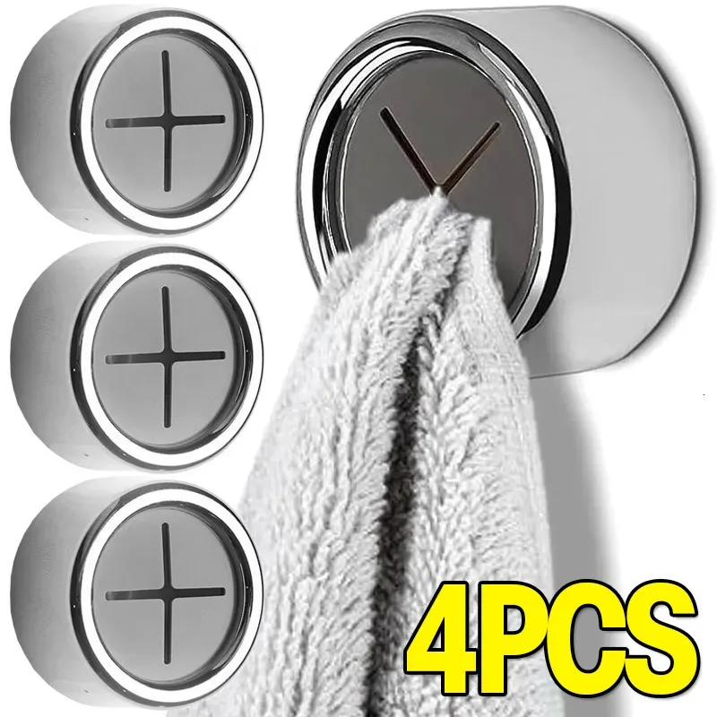 Outils de bar 4 1pcs Self adhésif Polde de bouchon de serviette mural organisateurs de salle de bain Hooks Rack Rack Rags Rags Dishcloth Clips 231023