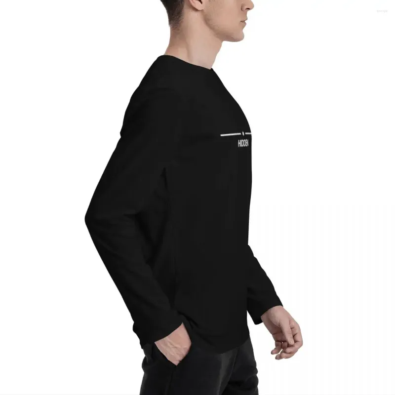 Mens Polos Hidden Sneak Long Sleeve T Shirts Black T Shirts Plain
