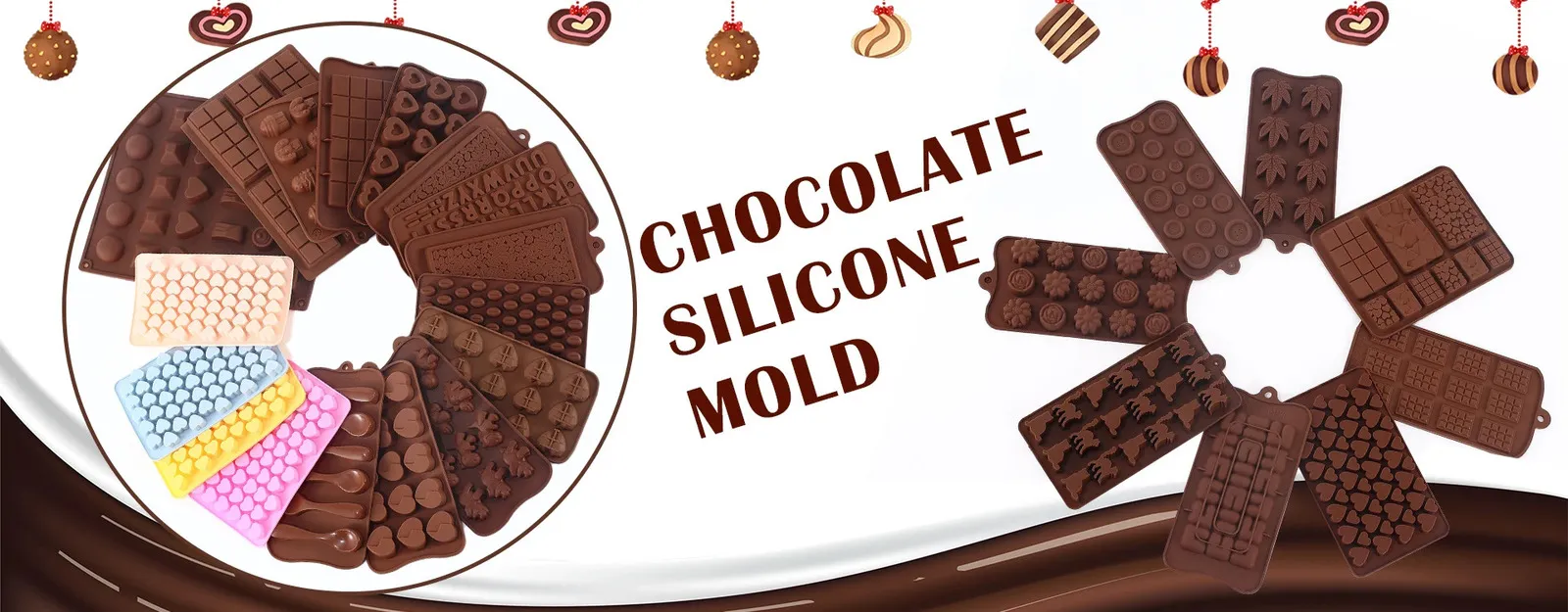 Moule à chocolat en Silicone de noël, formes 3D, cuisson de bonbons,  antiadhésif, en Silicone pur