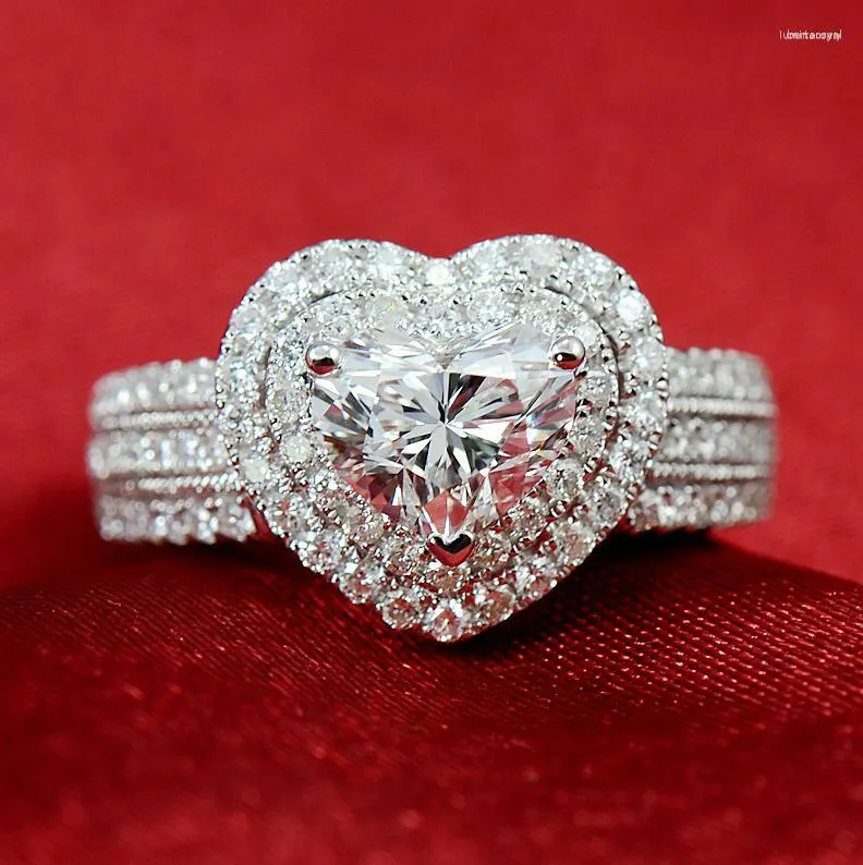 Cluster Ringen Luxe Sieraden Sprankelende 925 Sterling Zilver Peer Geslepen 5A Zirconia CZ Eternity Pave Wedding Band Ring Voor Vrouwen Gift