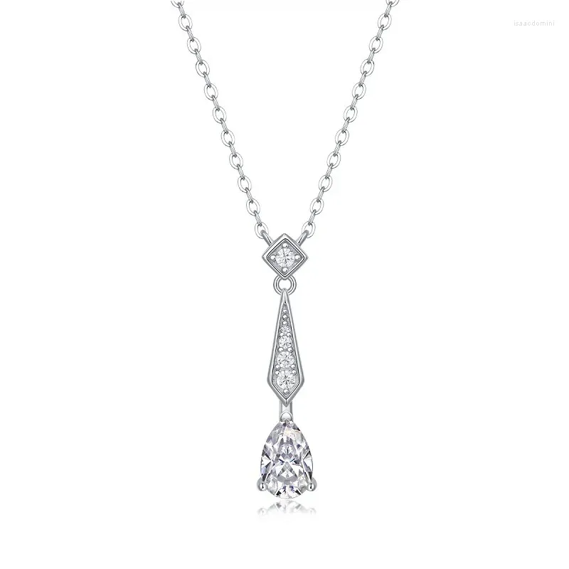 Pingentes passar teste de diamante 1ct gota de água moissanite pingente mulher 925 colar de prata noiva casamento aniversário jantar jóias finas