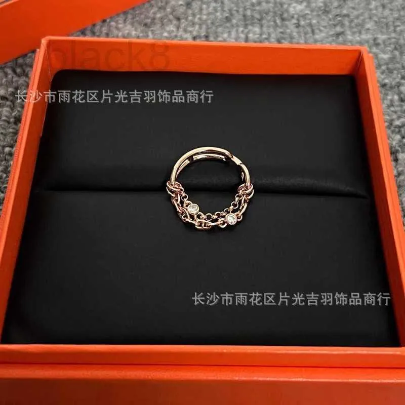 Band Rings Designer Luxury High Sense Network Red New Half Chain Diamond Simple INS Style Gold Plated Ring for Women 06CN