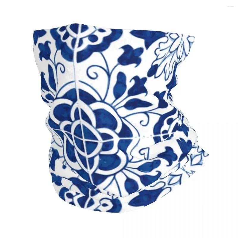 Bandane Piastrelle in porcellana portoghese blu Ghetta per il collo Uomo Donna Protezione UV Modello floreale invernale Sciarpa Bandana per ciclismo