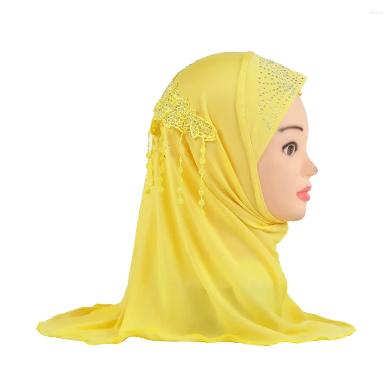 Vêtements ethniques H046a Détail Musulman 2-5 ans Petites filles Couverture complète Hijab Solide Underscarf Islamique HatsTurban Caps Headwrap Bonnet Écharpe