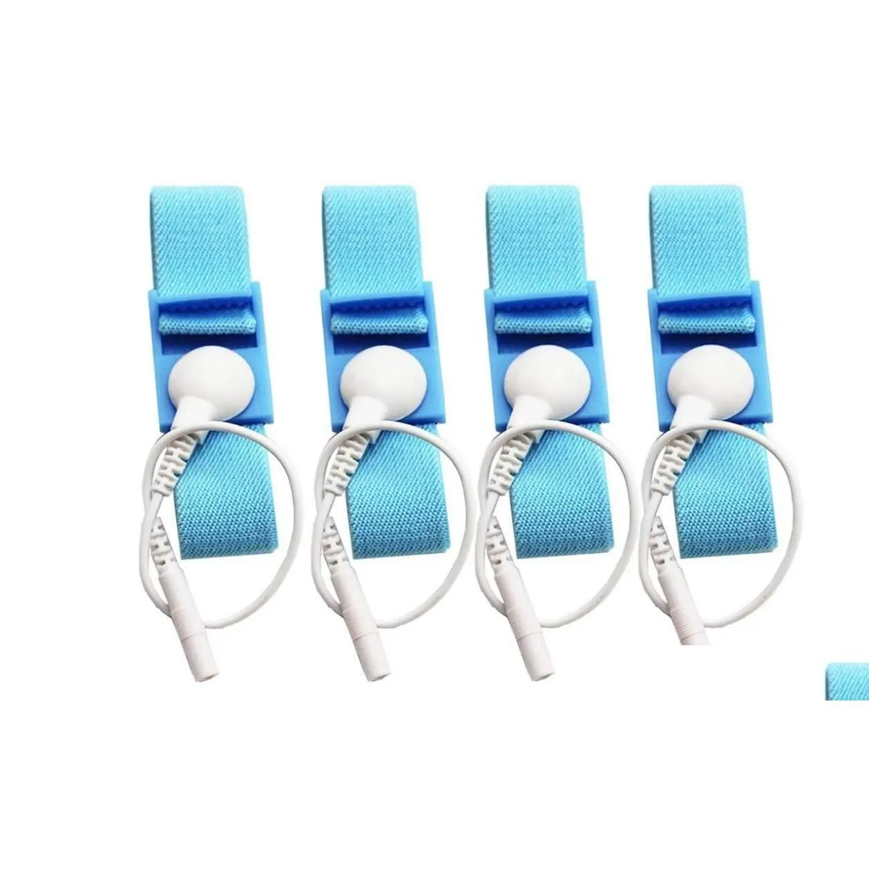 Slim Patches Conductive Adjustable Estim Wrist Strap Components 4Pcs Blue Stim Loops White Wires Drop Delivery Health Beauty Body Scul Dhqb0