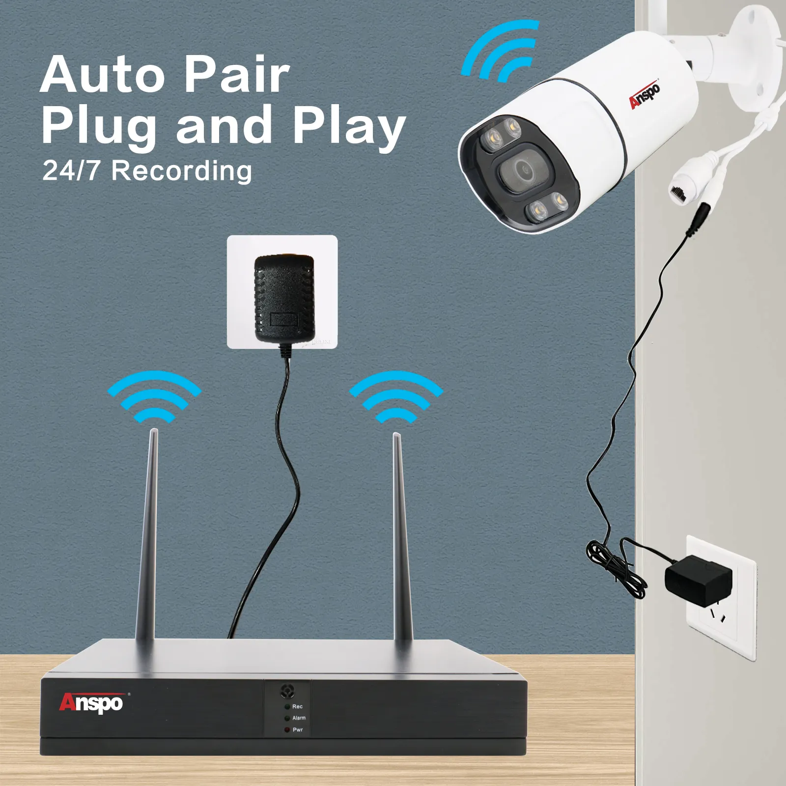 4pcs 4Ch Kablosuz Güvenlik Kamera Sistemi WiFi Kamera Kiti NVR 3MP 24 SAAT  TAM RENK CCTV Ev Gözetim Sistemi Su Geçirmez