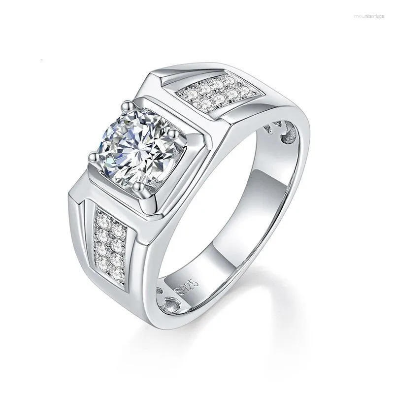 Pierścienie klastra Dobra biżuteria Moissanite Man Pierścień 1 D Kolor Luksusowy zestaw zaręczyn S925 Srebrny