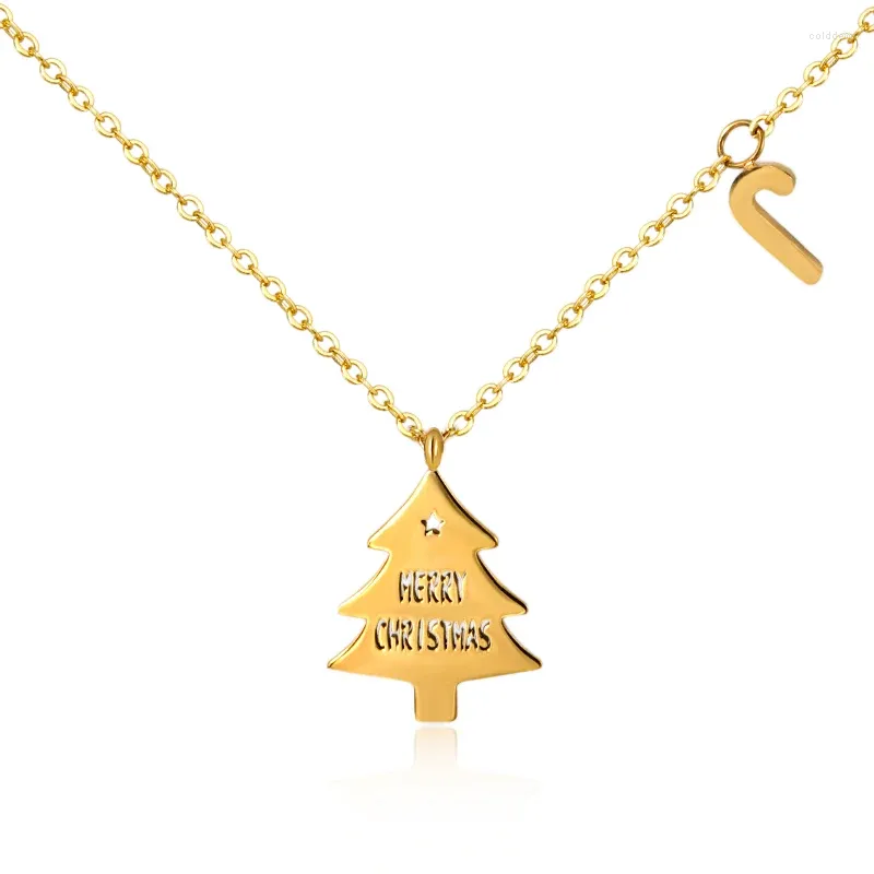 Pendentif Colliers Bijoux de Noël Collier d'arbre pour femmes Collier en acier inoxydable Chaîne Collier Cadeau Bijou Accessoire