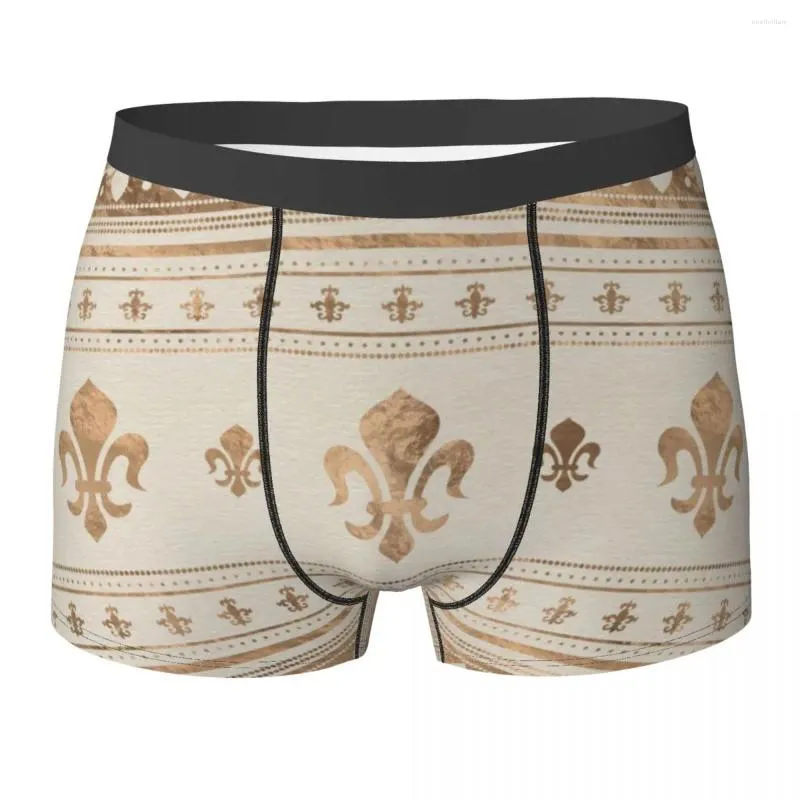 Sous-vêtements Fleur-de-Lis Pastel Gold Man Sous-vêtements Boxer Shorts Culottes Mode Respirant Pour Homme S-XXL