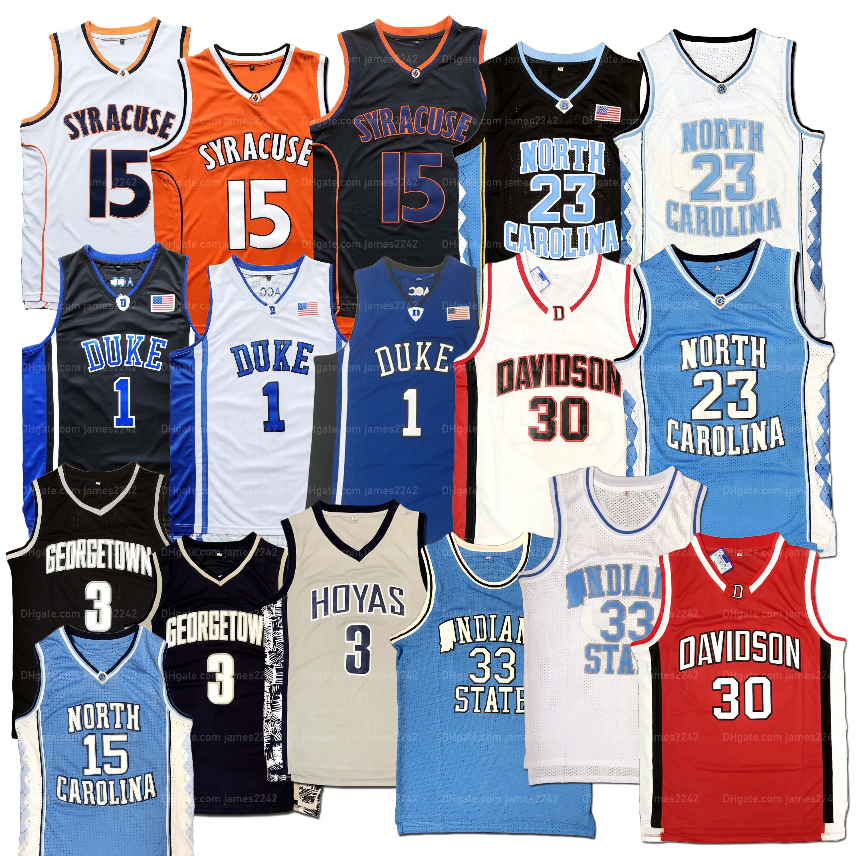 Custom College Michael MJ #23 koszulka koszykówki Północna Karolina Tar Heels Kyrie Irving Indiana State Allen Iverson Stephen Curry Carmelo Shir