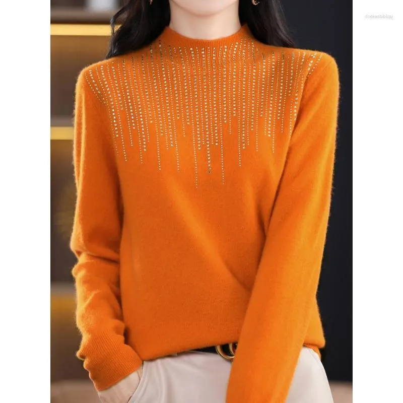 Womens Slim Fit Half Cashmere Turtleneck Womens Woolen Sweater