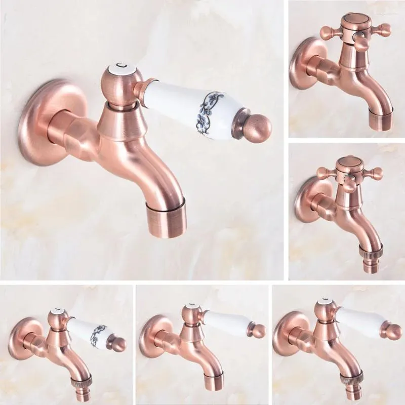 Bathroom Sink Faucets Antique Red Copper Wall Mount Mop Pool Faucet /Garden Water Tap / Laundry Taps Washing Machine Mzh306