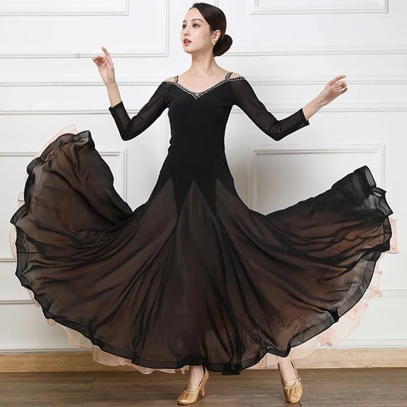 Stage Wear Waltz Dress with Rhinestones Long Sleeves Ballroom Dance Clothing  Size S Women from Dhgate Stage Wear - price 117.89