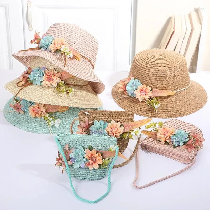 Accesorios para el cabello, sombreros de paja para niños de verano, gorro  de encaje transpirable para niñas, sombrero para sol de playa, sombrilla de