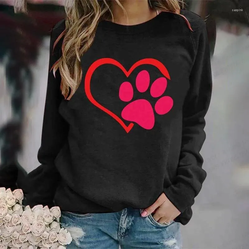 Sweats à capuche pour femmes Femmes Col rond Sweatshirts Mode 3D Imprimer Animal Chien Filles Survêtements Surdimensionnés Pull Manches Longues Vêtements Manteaux