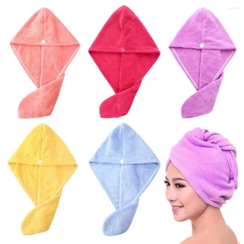 Handduk kvinnor absorption turban wrap huvud badrum tillbehör bad hattar torrt hår mössa snabbt torkande duschkappar