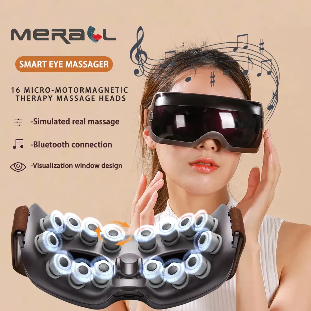 Massaggiatore per gli occhi Smart Bluetooth Occhi Massaggio Vetro 4D Strumento per la cura delle vibrazioni Punti di agopuntura Allevia l'affaticamento Cerchio scuro 231023