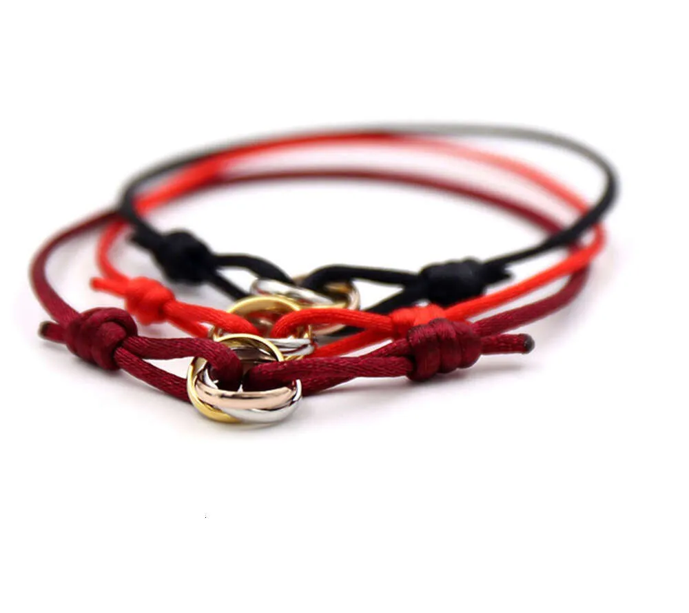 Charme pulseiras 316l aço inoxidável anel corda pulseira três anéis casal pulseiras para mulheres e homens moda jewwelry marca famosa