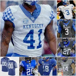 Custom 2023 Kentucky Wildcats Football Jersey Ncaa College Lynn Bowden Benjamin Snell Josh Allen Akeem Hayes Kavosiey