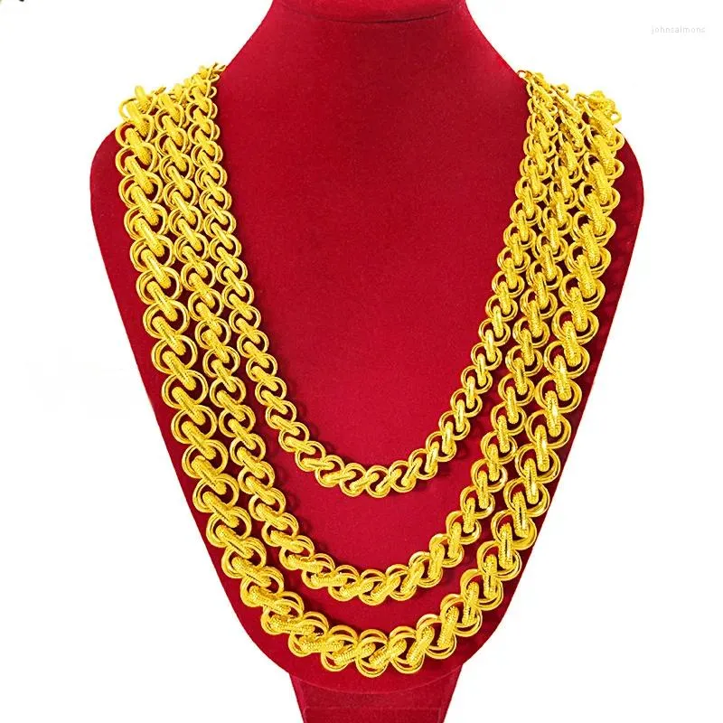 Ciondoli Collana color oro puro 24K per uomo 8mm 10mm 12mm Hollow Twist Chain Neck Collares Fine Jewelry Compleanno Regali di nozze