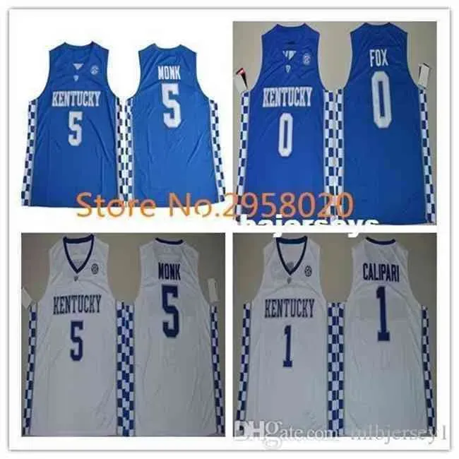 Custom #5 Malik Monk #1 John Calipari #0 De'aaron Fox #3 Bam Ado Kentucky Wildcats College Basketball Jersey Any Name and Let vest Shi