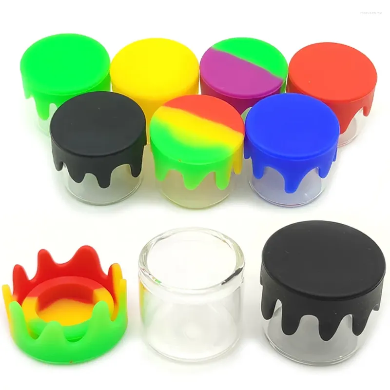 Storage Bottles 20Pcs 5ml Wax Glass Jars Customized With Silicone Lid Cover Kitchen Container Box Smoking Accessories Case Jar Bottle