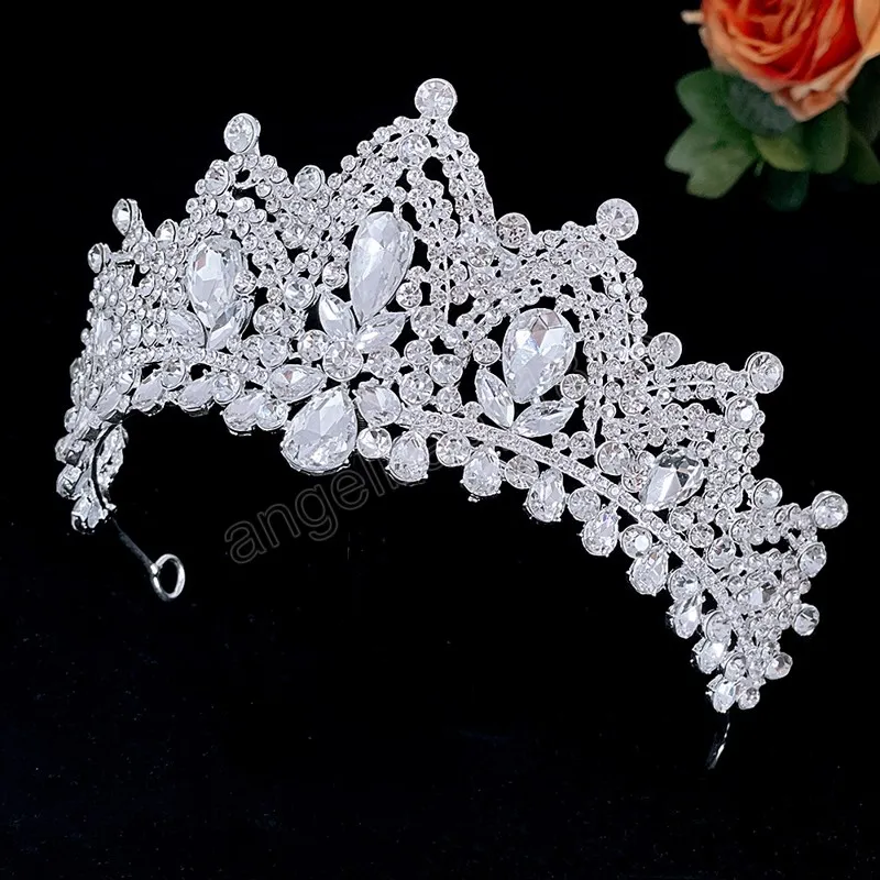 Corona di diadema di cristallo con goccia d'acqua di lusso per le donne Ragazze Matrimonio Coreano Elegante Principessa Accessori per abiti da sposa per capelli