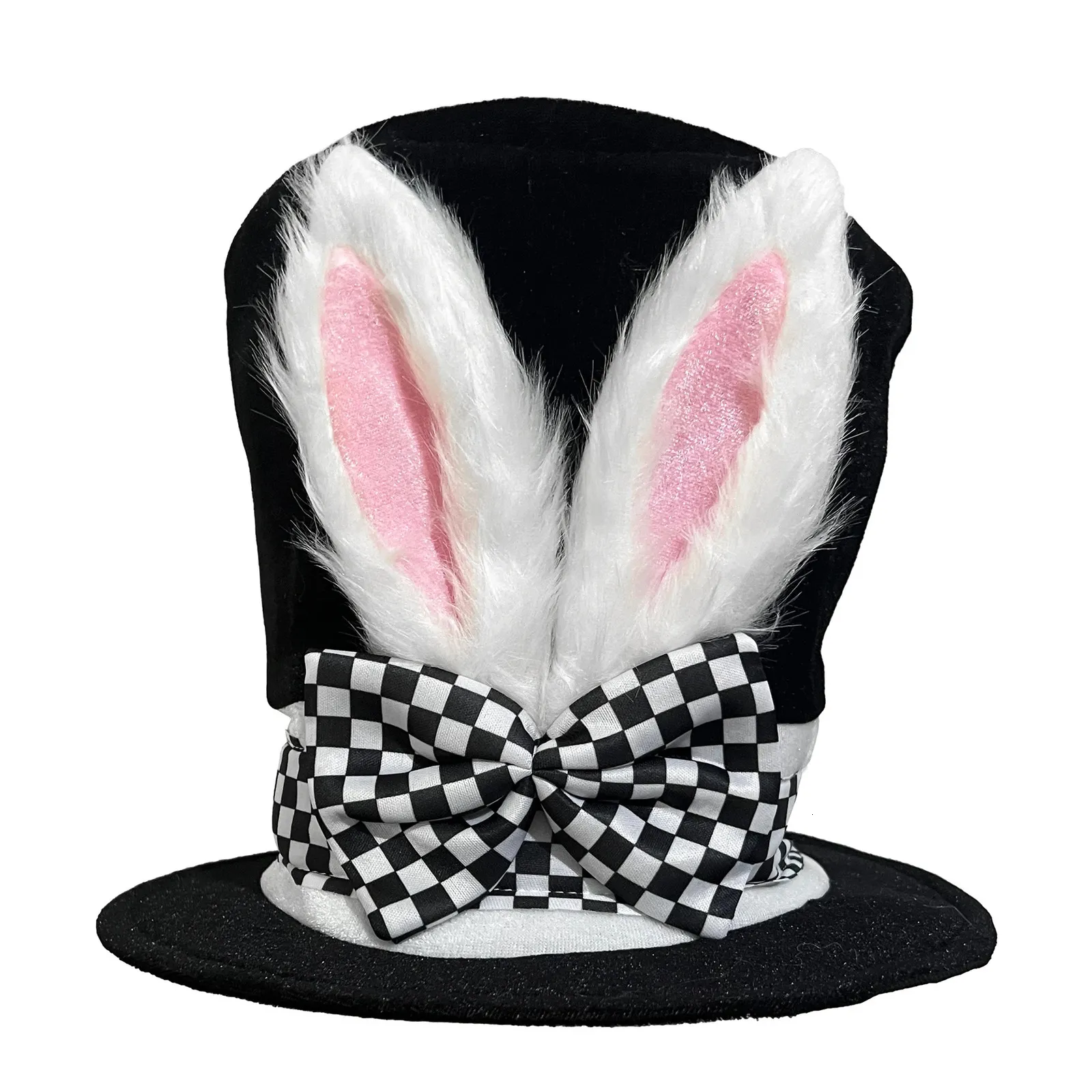 Chapeaux de fête Jour de Pâques Oreilles de lapin blanc Treillis Arc Chapeau de magicien Conte de fées Thé Lapin Enfants Faveurs Décors heureux 231023