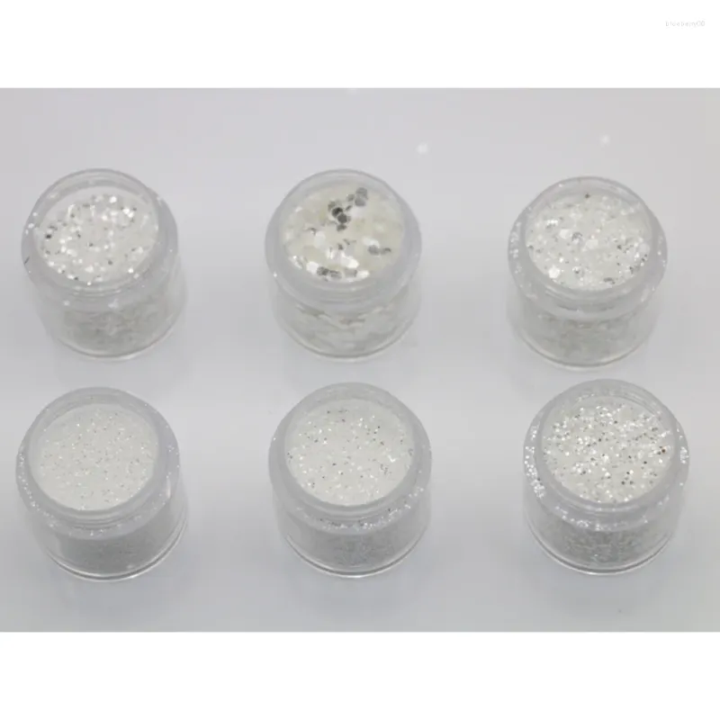 Nail Art Kits 6Sizes Of Enhancement Mixed Sequin High Flash Silver Powder Laser Pearl Set
