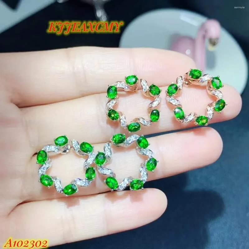 Studörhängen boutique smycken 925 Sterling Silver Natural Gem Diopside Kvinnlig födelsedag jul och år gåva för flickor '