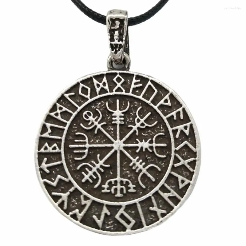 Pendant Necklaces Viking Vegvisir Compass Norse Runes Amulets And Talismans Rope Chain Necklace