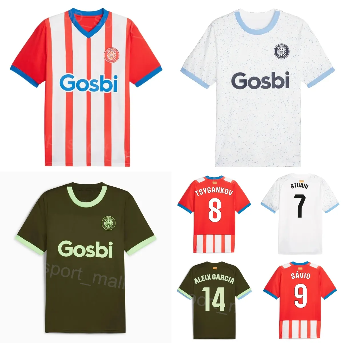 Club Team 23 24 Girona Soccer 9 Artem Dovbyk Jersey 14 Aleix Garcia 21 Yangel Herrera 5 David Lopez 20 Yan Couto 7 Cristhian Stuani Football Shirt Kits Green Red White