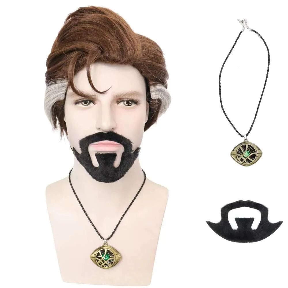 3PCS Set Doctor Comic-con Cosplay Dr. Stephen Strange Wig Costumes with Beard Benedict Role Play for Men Women