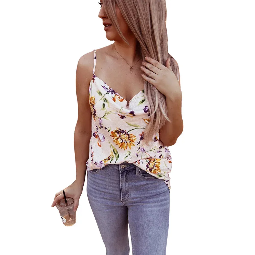 Camisoles Tanks Floral / Étoiles Imprimer Col Bénitier Bretelles Spaghetti Débardeur Femmes Camis Streetwear Sexy Tops Dentelle Sans Manches S-2XL Tops 231023