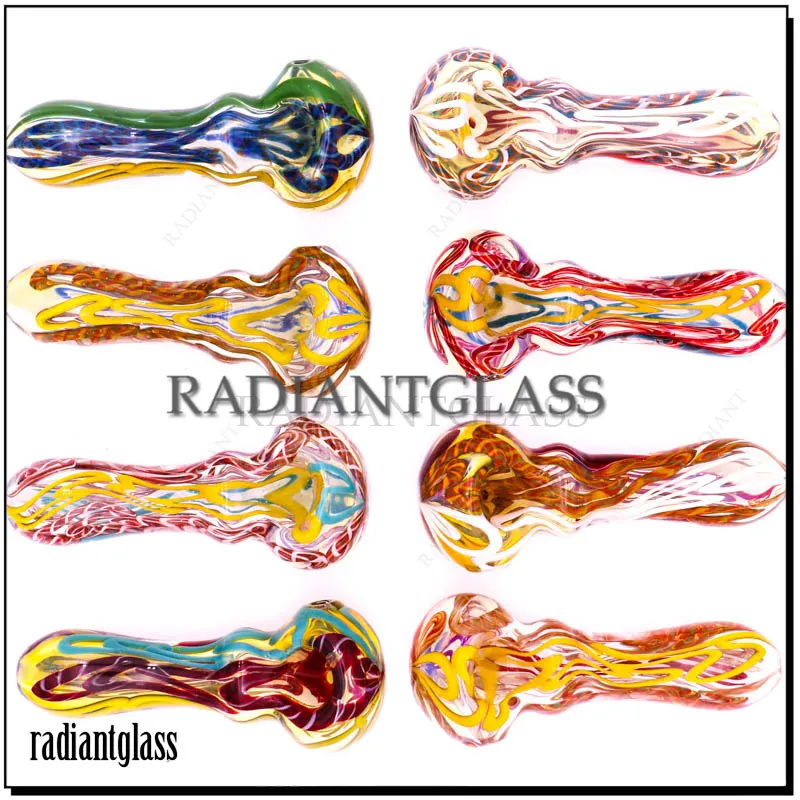 Pipas de cuchara de vidrio para fumar pipa hecha a mano Colorida Puede variar 3.5" de Radiant