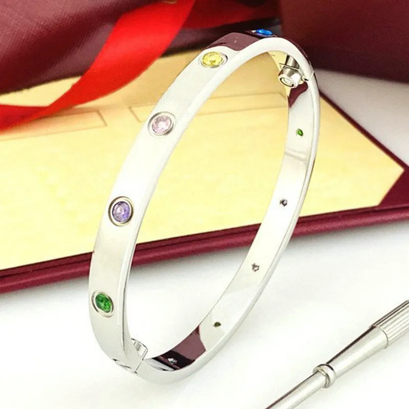 Stainless Steel Designer Bangle Colorful Stone Luxury Bracelets