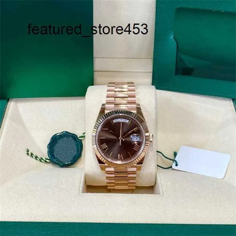 Rörelseslocka Rolaxes Clean Fatory Watch 41mm Size Rose Gold Automatisk mekanisk rörelse Rostfritt stål Högkvalitativ president Original Box