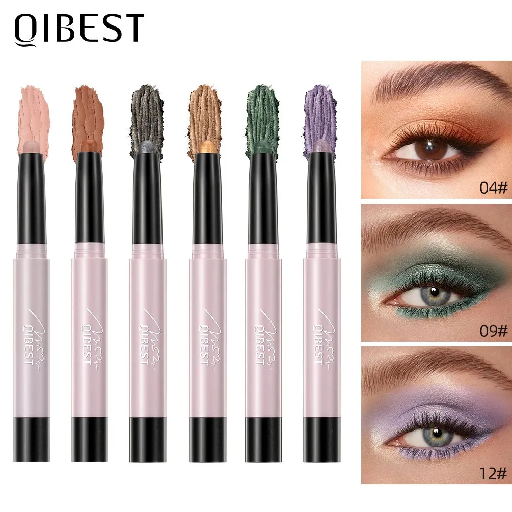 Ombretto QI Perlescente Silkworm Ombretto Matita Glitter duraturo Pigmento lucido Trucco Impermeabile Nude Matte Ombretto Penna per le donne 231023