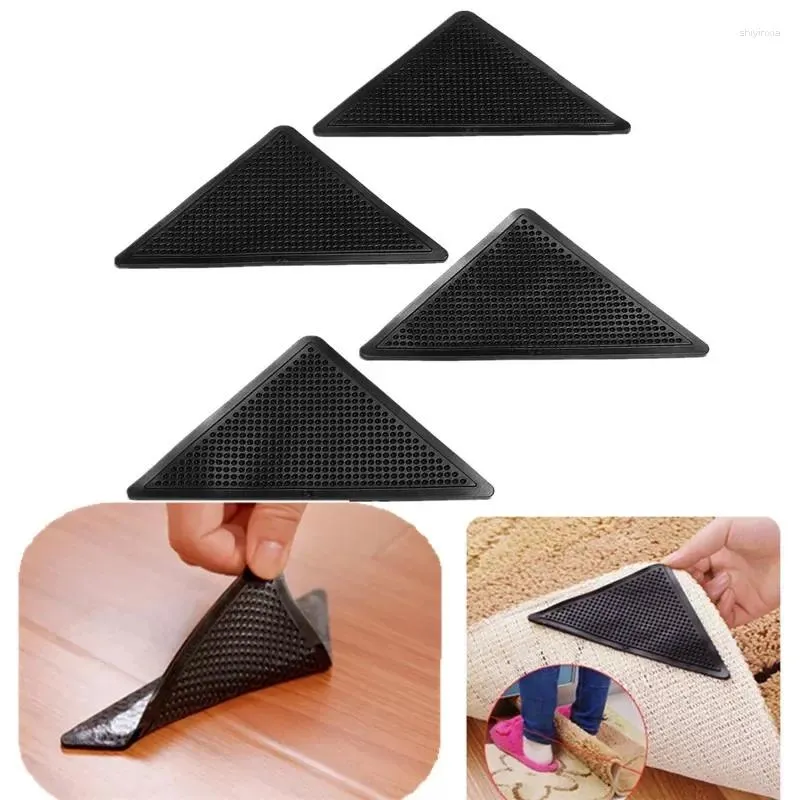 Carpets Rug Carpet Grippers Triangle Rubber Mat Sticker Reusable Non Slip Silicone Washable Grips Home Bath Room Corners Pads