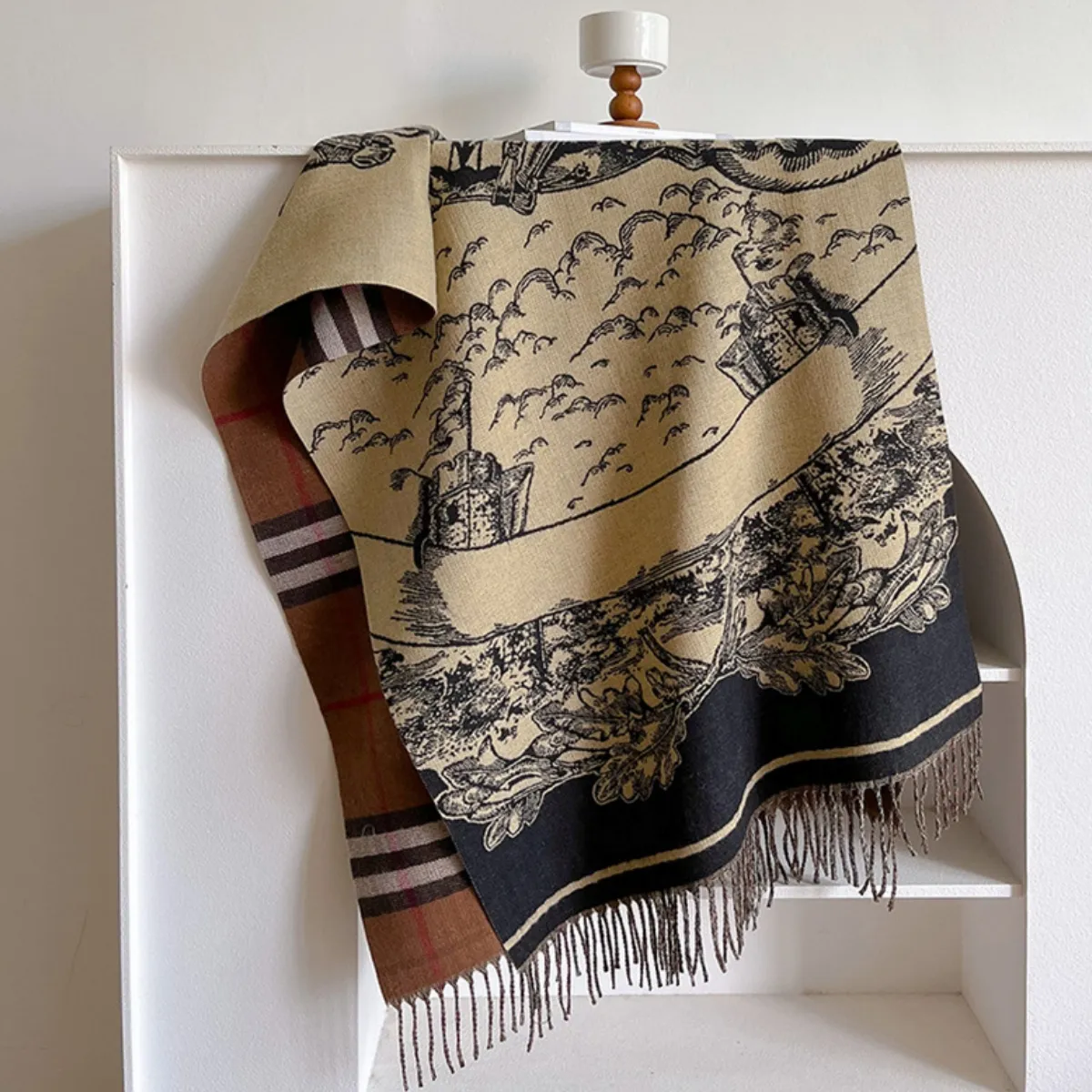 Écharpe Pashmina Réversible Indienne - Cachemiri D'hiver Multicolore (Parfait Cadeau)