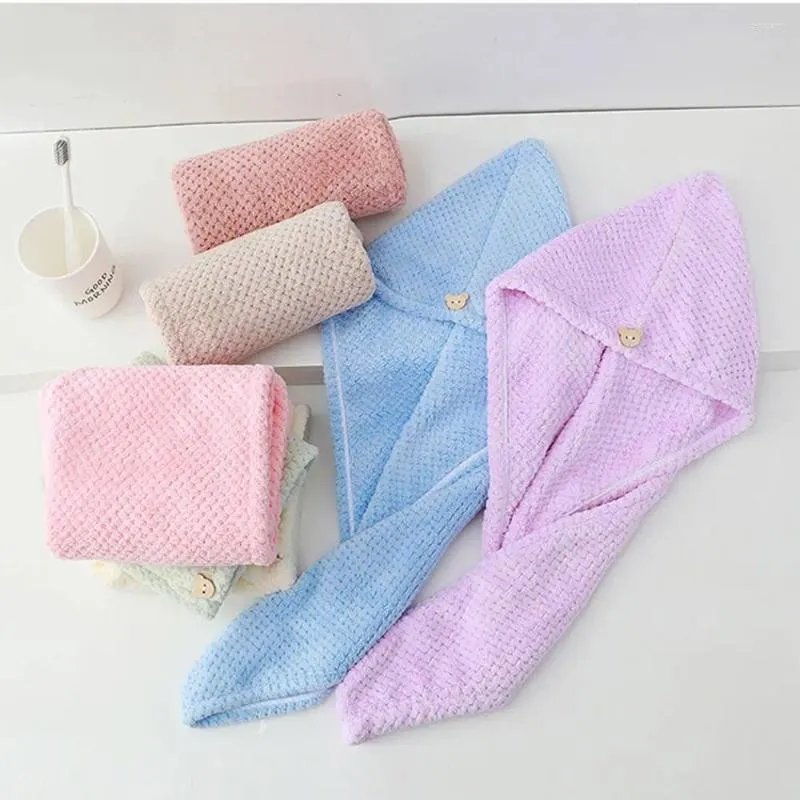 Towel Supplies Coral Fleece Head Scarf Bath Hats Pineapple Plaid Shower Caps Terry Towels Quick DryingTowel Dry Hair Cap