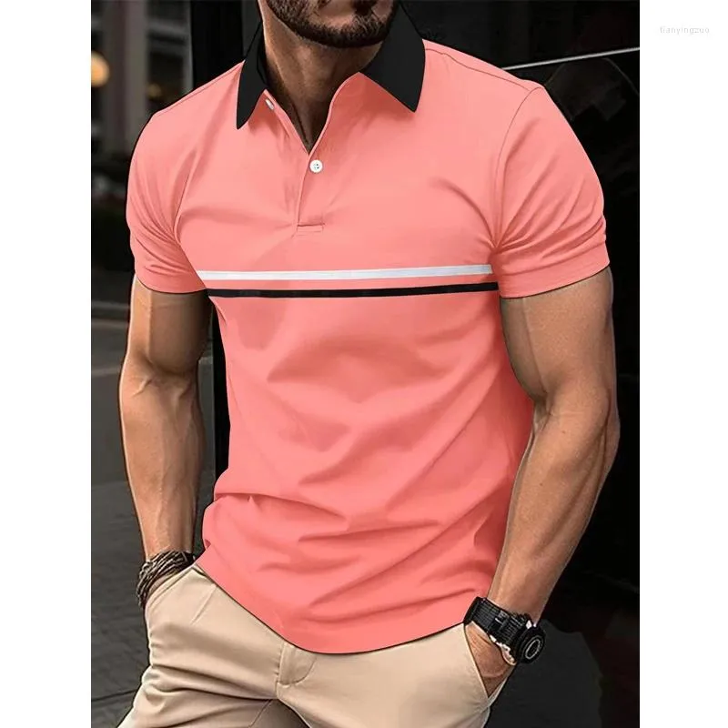Men s Polos Summer Men Polo Shirt Short Sleeve Oversized Loose Zipper Color Matching Clothes Luxury Male Tees Shirts For Tops